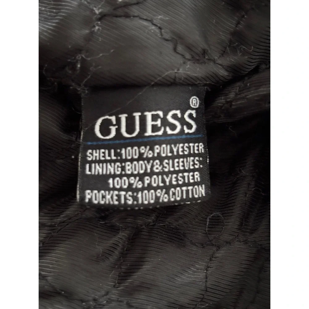 Guess Mens Black Harrington Jacket Full Zip Quilted Lined Coat Medium‎